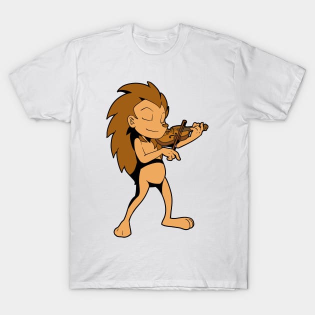 Cartoon hedgehog plays the violin T-Shirt by Modern Medieval Design